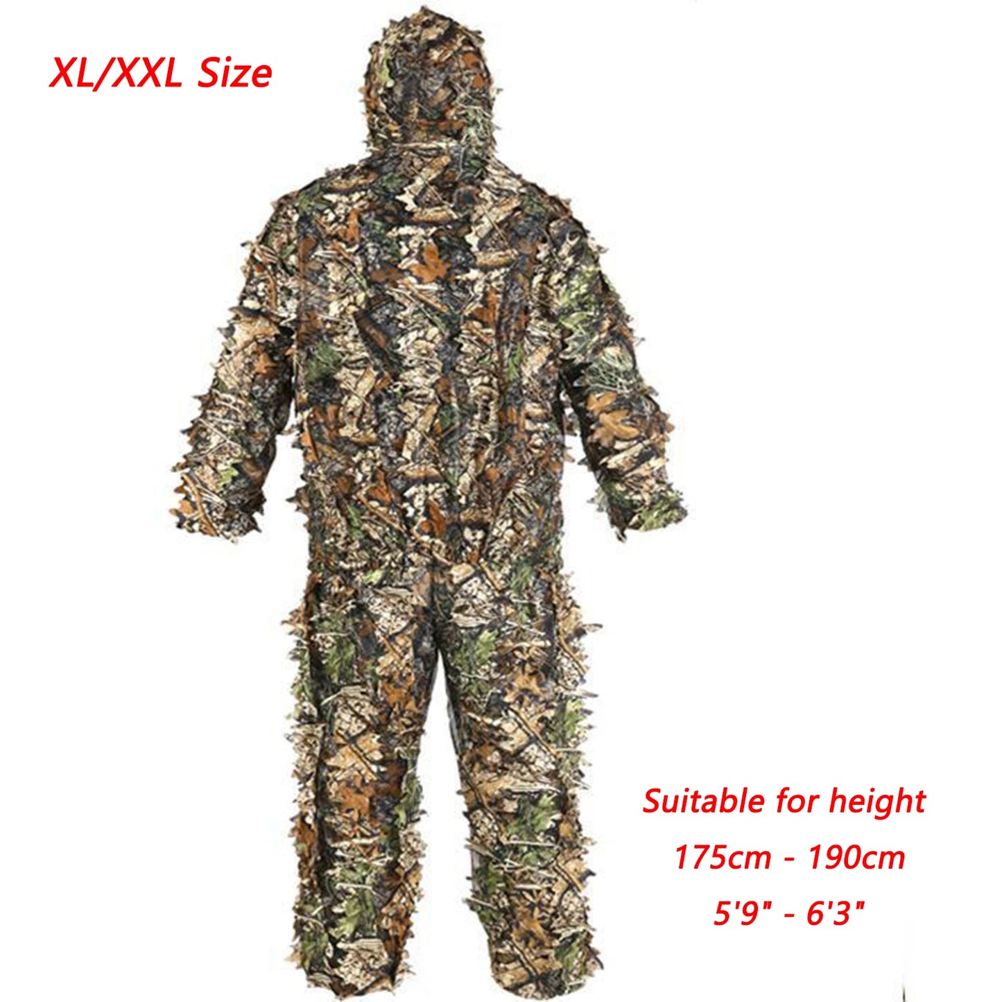 3D Leaves Ghillie Suit, Woodland Poncho Raincoat, Hunting Camouflage Suit, Camo Cape Cloak Clothing, For Bird Animal Photography