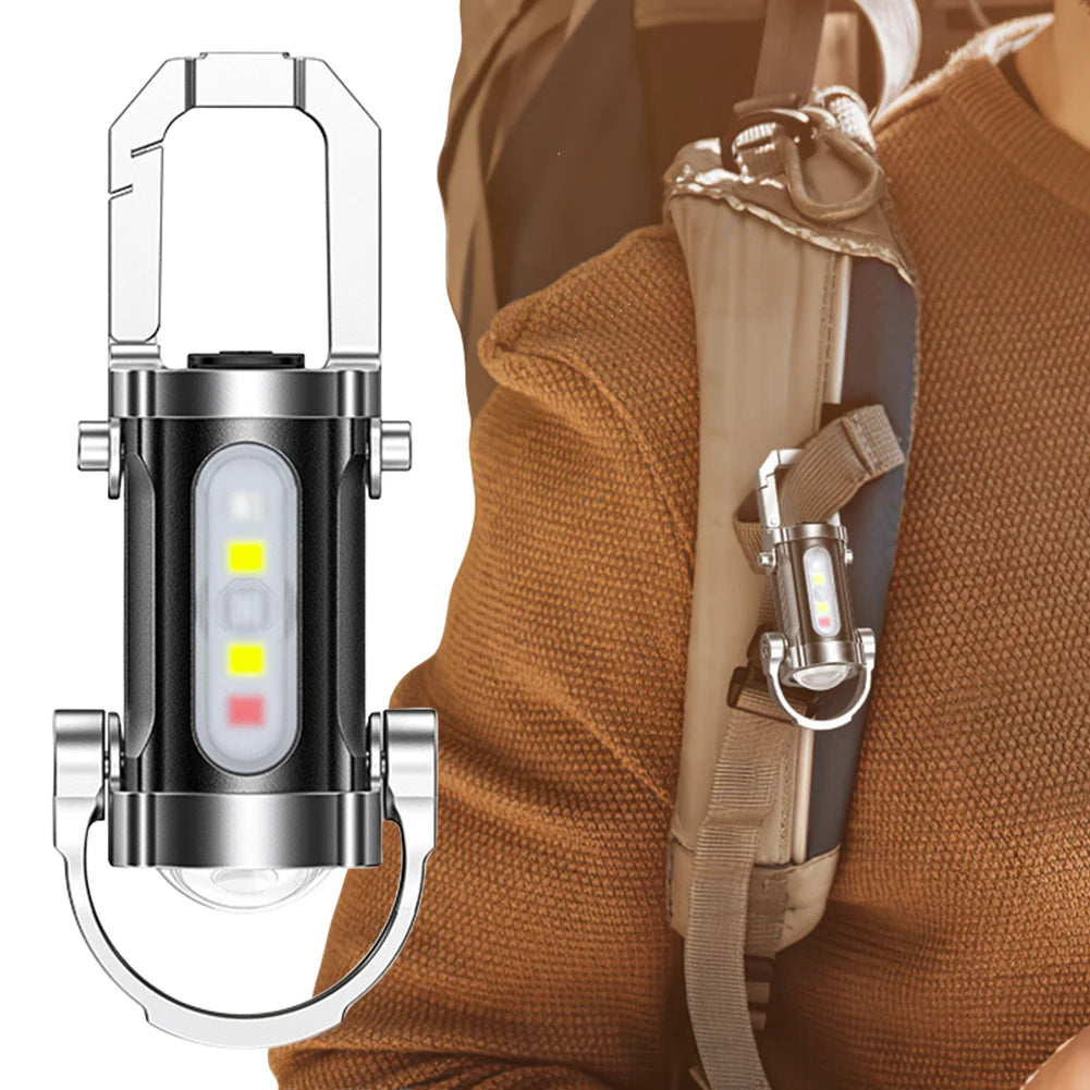 COB LED Keychain Flashlight Multifunctional Pocket Flashlight USB Rechargeable Portable Keychain Torch for Camping Hiking