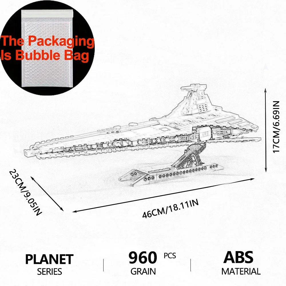 Planet War Interstellar Spaceship Combat Building Blocks Classic Movie Model Assembly Set Desktop 960PCS Puzzle Toy Gift For Kid