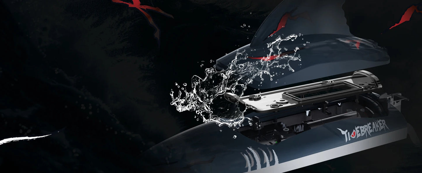 DEERC RC Shark Boat DE 2104 SHARK 48+ km/h, 3S Speed, Self-Rising, 2.4 GHz, LED Lights, Summer Gift.