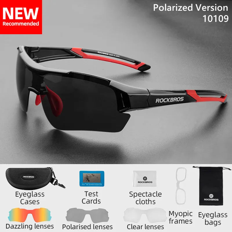 ROCKBROS Bicycle Glasses TAC Polarized Ultra-light Removeable Frame Non-slip Comfortable Bicycle Sunglasses Cycling Equipment