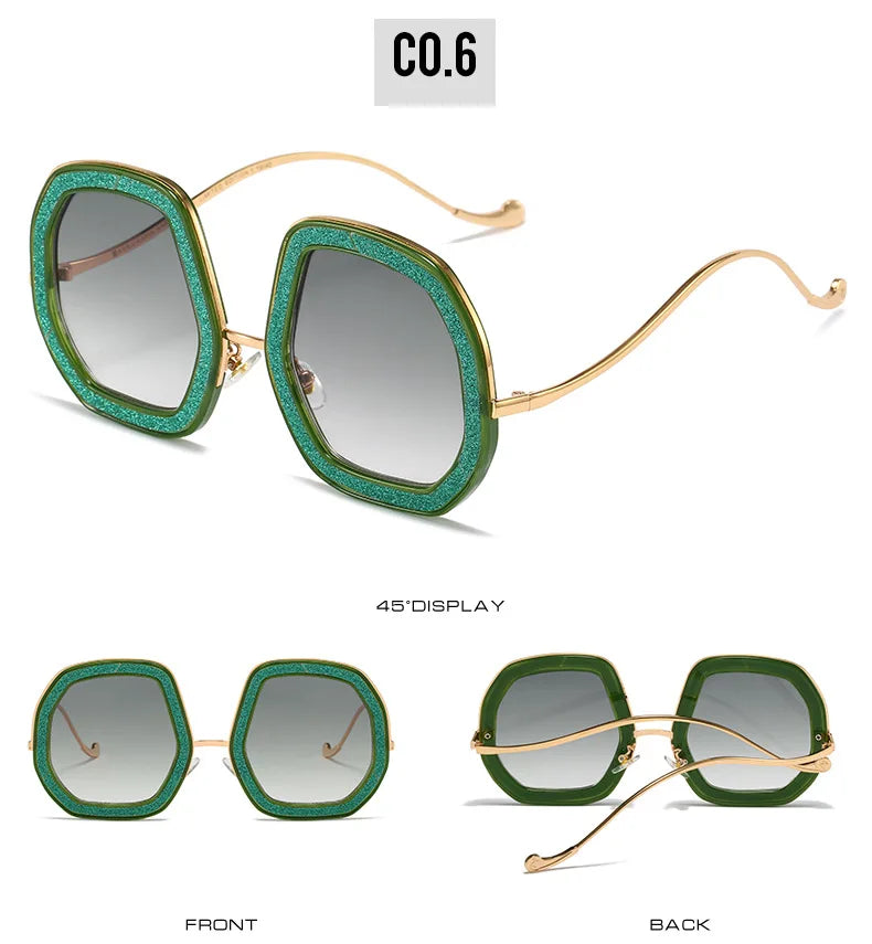 Big Frame Crystal Sun Glasses Women Cooling Designer Women Luxury Shades Lunette De Soleil Femme Googles Sunglasses Women 2022