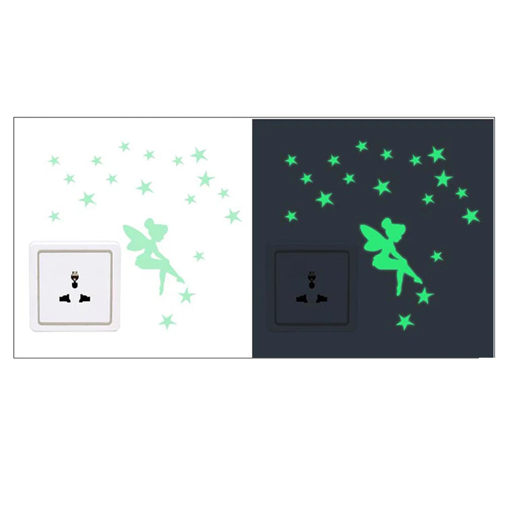 Light Switch Sticker Luminous Wall Stickers Cartoon Glow In The Dark Sticker Decal For Kids Room Decoration Home Decor Cat Fairy