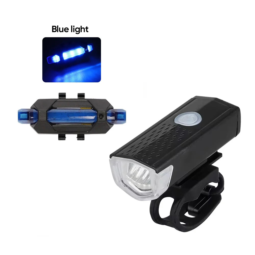 Bicycle Front Rear Light Set LED Rechargeable MTB Bike Head Light Cycling Red Warning Tail Light Accessories for Night Riding