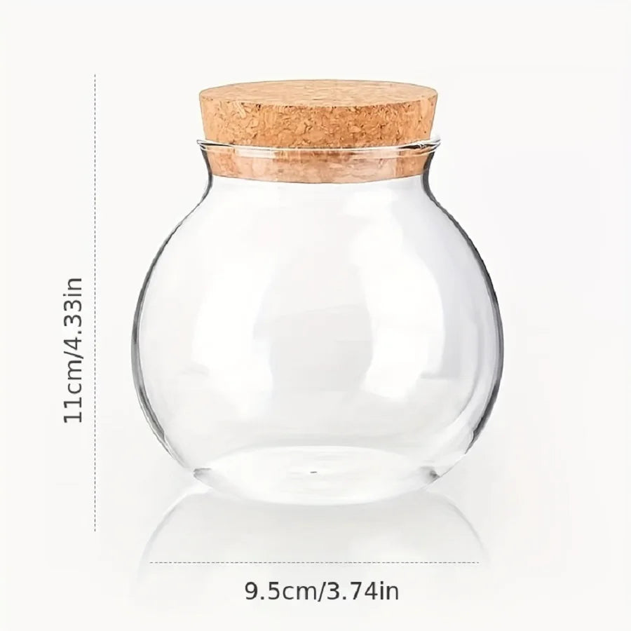 500ml/17 oz Clear Glass Bottles with Cork Stopper-Empty Refillable Round Food Flower Tea Candy Seasoning Storage Container Jars