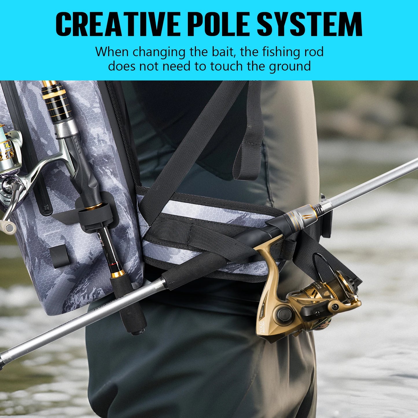 THKFISH IPX8 Waterproof Fishing Backpack Fly Fishing Bag Brown Fishing Tackle Storage Bags Outdoor Climbing Hiking Backpacks