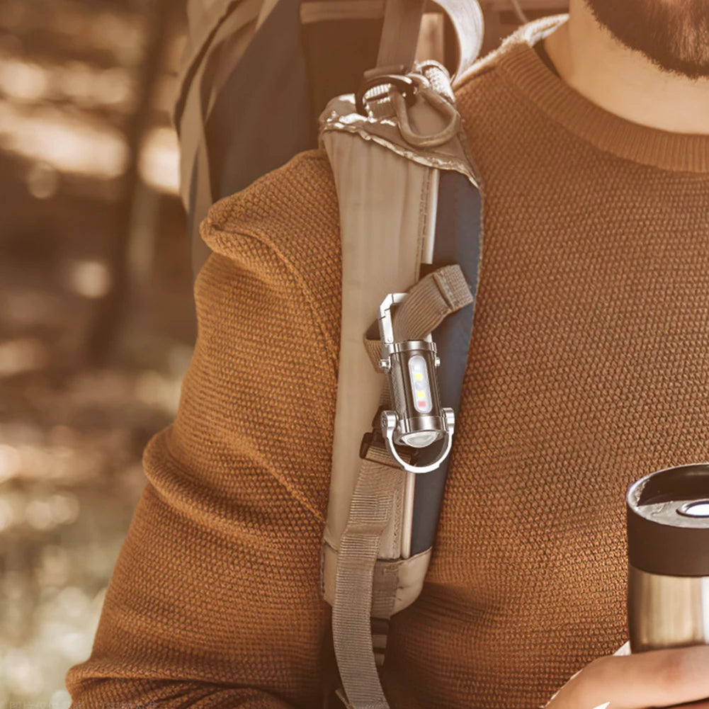 COB LED Keychain Flashlight Multifunctional Pocket Flashlight USB Rechargeable Portable Keychain Torch for Camping Hiking