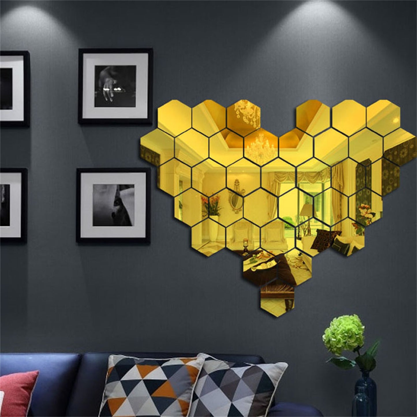 Hexagon Mirror Environmental Protection Acrylic Wall Sticker Background Wall Decoration Mirror Sticker home decor Accessories