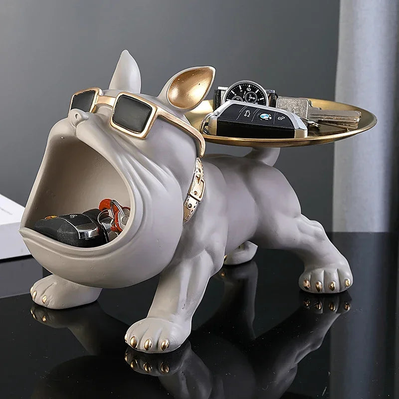 30cm Home Decor Bulldog Figurine Dog Statue Storage Box Animal Ornament Resin Craft Art Sculpture Figurine Home Puppy Sculpture