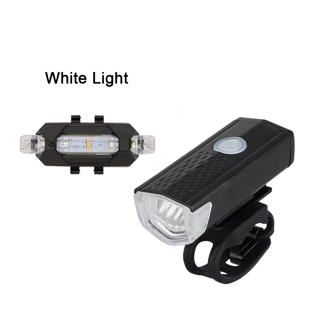 Bicycle Front Rear Light Set LED Rechargeable MTB Bike Head Light Cycling Red Warning Tail Light Accessories for Night Riding