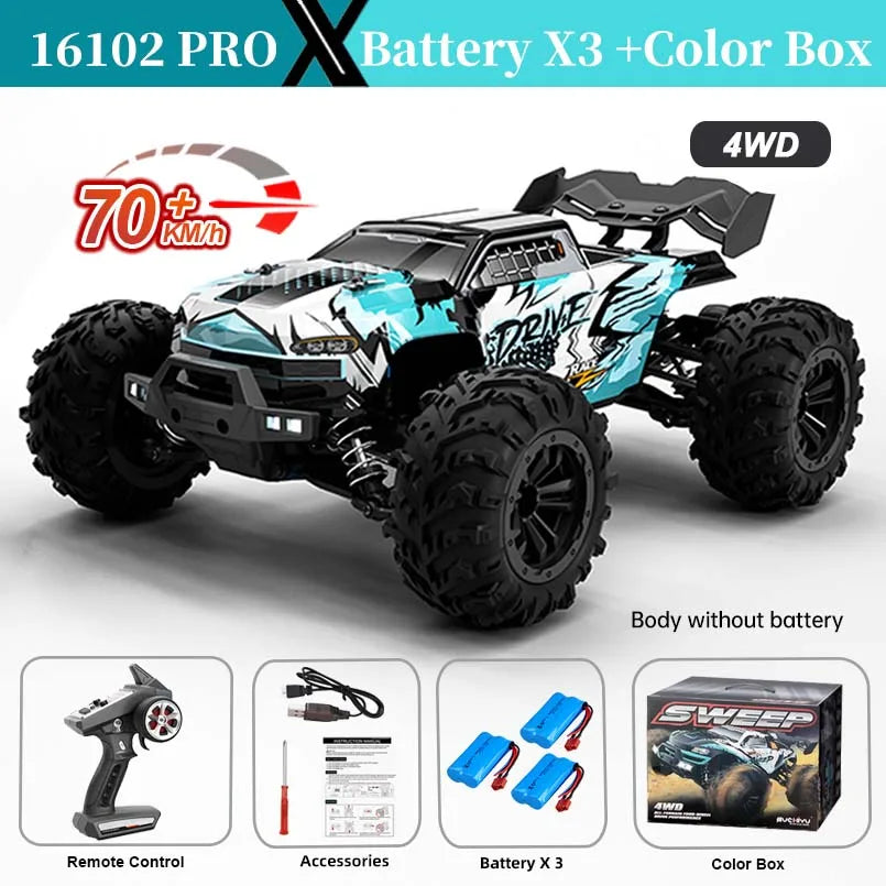 16103 PRO RC Offroad 4x4 70KM/H High-Speed RC Car 2.4GHz Brushless Motor, 1:16 4WD Off-road Climbing Vehicle Wtith LED Light