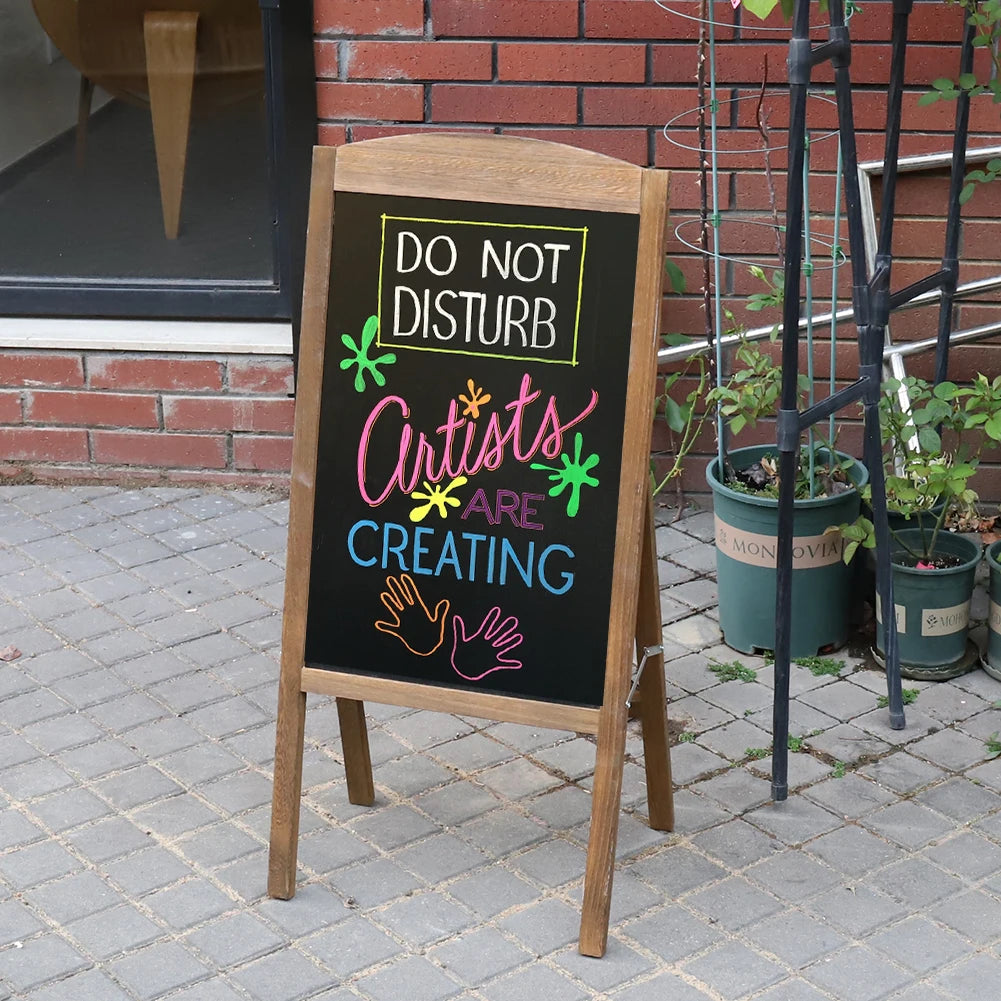 Wooden A-Frame Sign Freestanding Message Chalkboard Sidewalk Blackboard