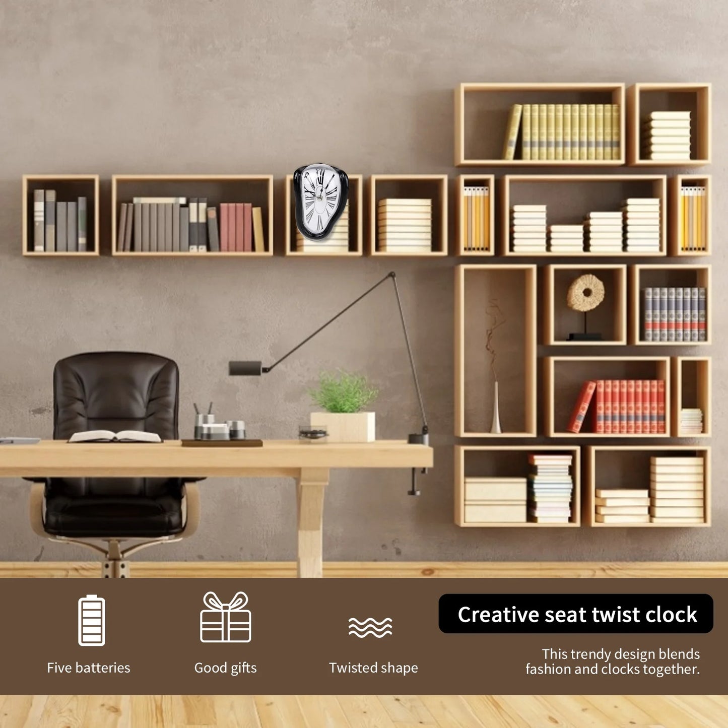 Melting Clock Surrealism Melting Clock Roman Number Vintage Melting Table Clock Exquisite Deformation Clock for Home Office