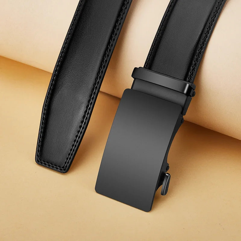 2Pcs Automatic Belt For Men, High-Quality Genuine Leather Belt, Minimalist Designer Business Belt, Adjustable Versatile Belts