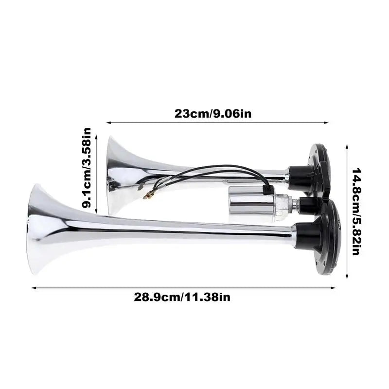 Semi Truck Air Horn Car Air Horn Dual Trumpet 150db Super Loud Motorcycle Train Horn Electric Impact Air Horn For Any 12/24v