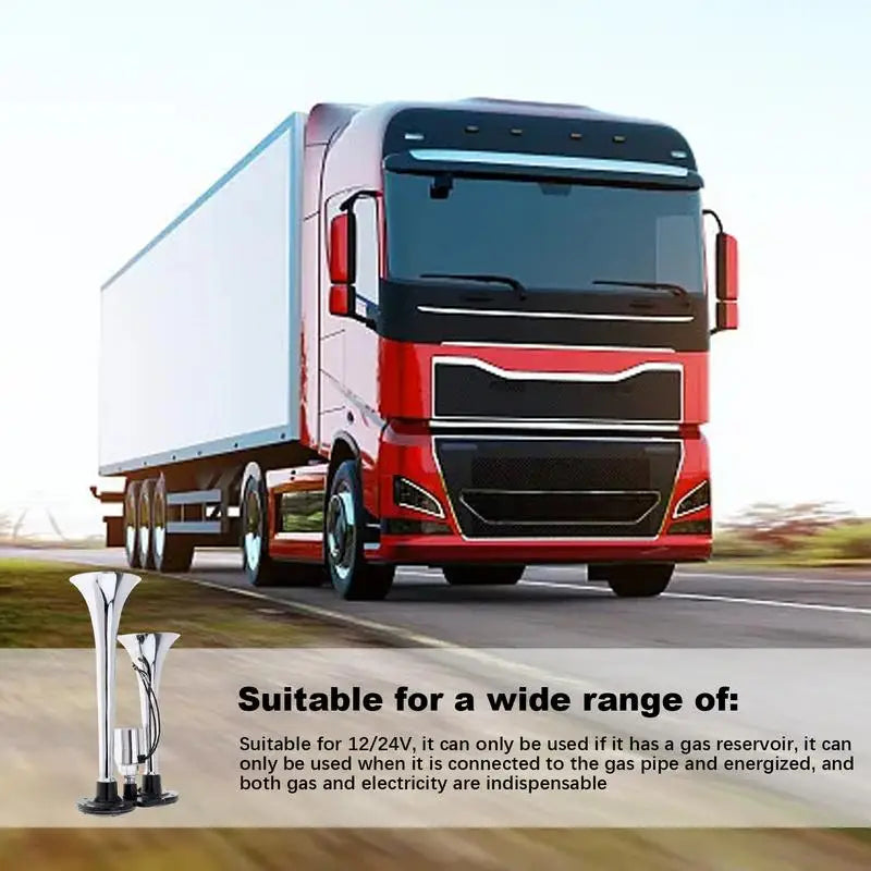 Semi Truck Air Horn Car Air Horn Dual Trumpet 150db Super Loud Motorcycle Train Horn Electric Impact Air Horn For Any 12/24v