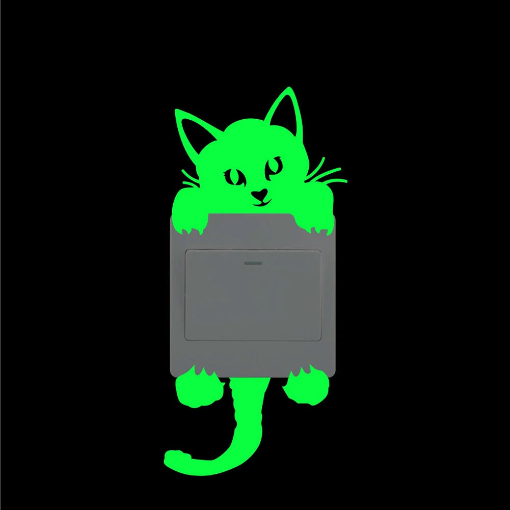 Light Switch Sticker Luminous Wall Stickers Cartoon Glow In The Dark Sticker Decal For Kids Room Decoration Home Decor Cat Fairy