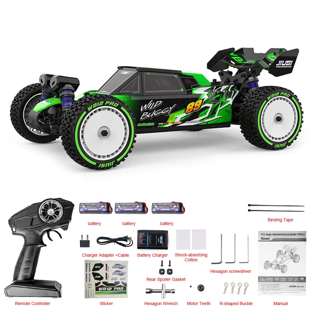 WB12 PRO 1/12 JIUSI Racing Car 80KM/H Brushless Remote Control Car High Speed Competitive Off-road 4WD RC Car Toys As Gift