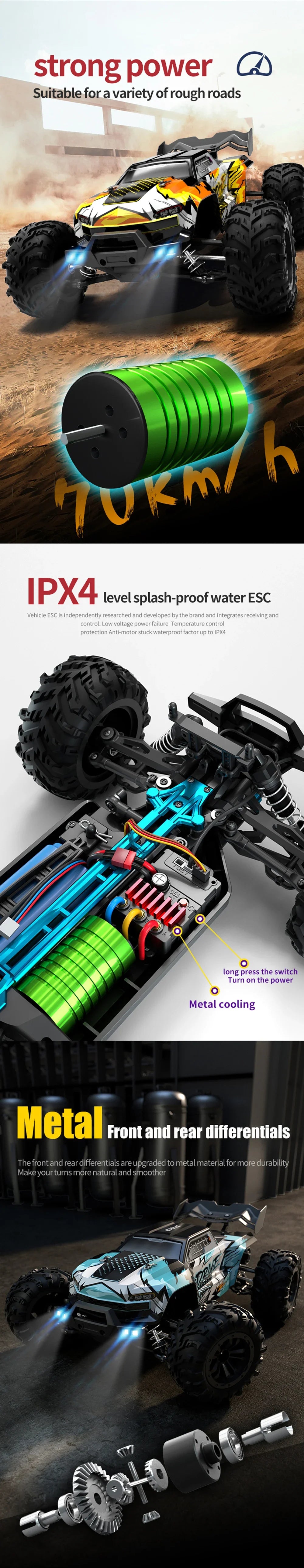 WLtoys 16101 Pro 1:16 75KM/H 4WD RC Car With LED Light 2.4G Remote Control Cars High Speed Drift Monster Truck for Children Gift