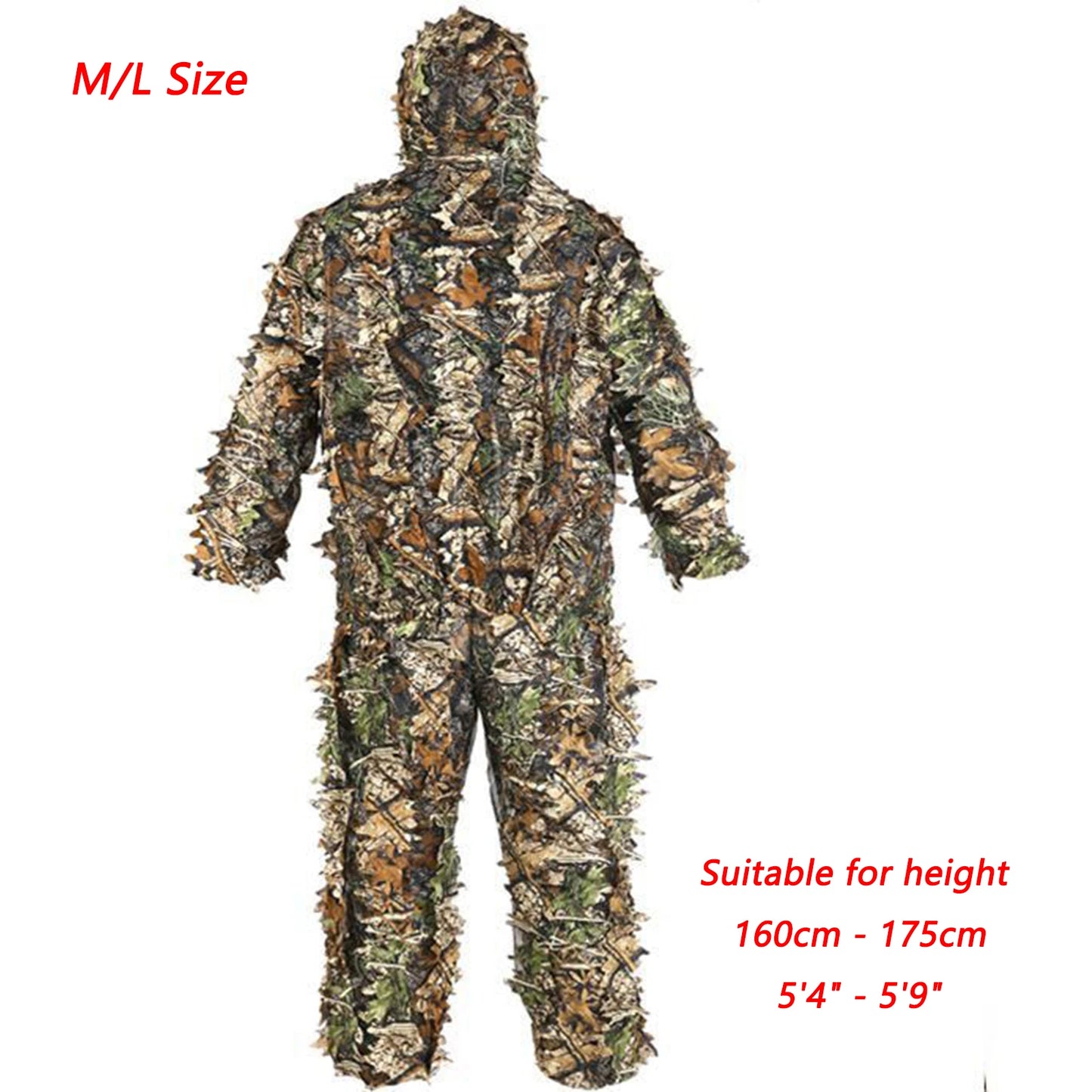 3D Leaves Ghillie Suit, Woodland Poncho Raincoat, Hunting Camouflage Suit, Camo Cape Cloak Clothing, For Bird Animal Photography