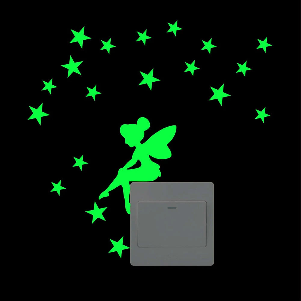 Light Switch Sticker Luminous Wall Stickers Cartoon Glow In The Dark Sticker Decal For Kids Room Decoration Home Decor Cat Fairy