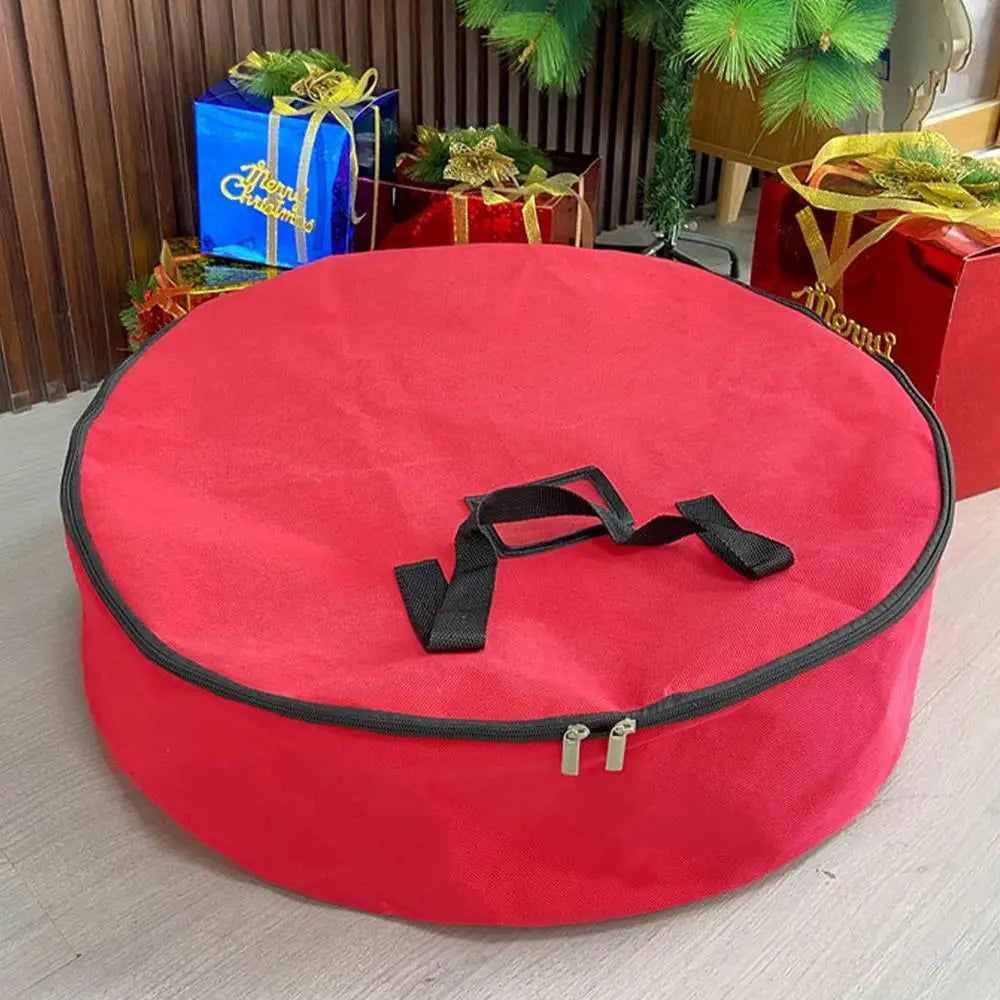 60Cm Christmas Wreath Storage Bag  with Thickened Oxford Cloth Seasonal Holiday Wreath Storage Container  with Handle and Zipper