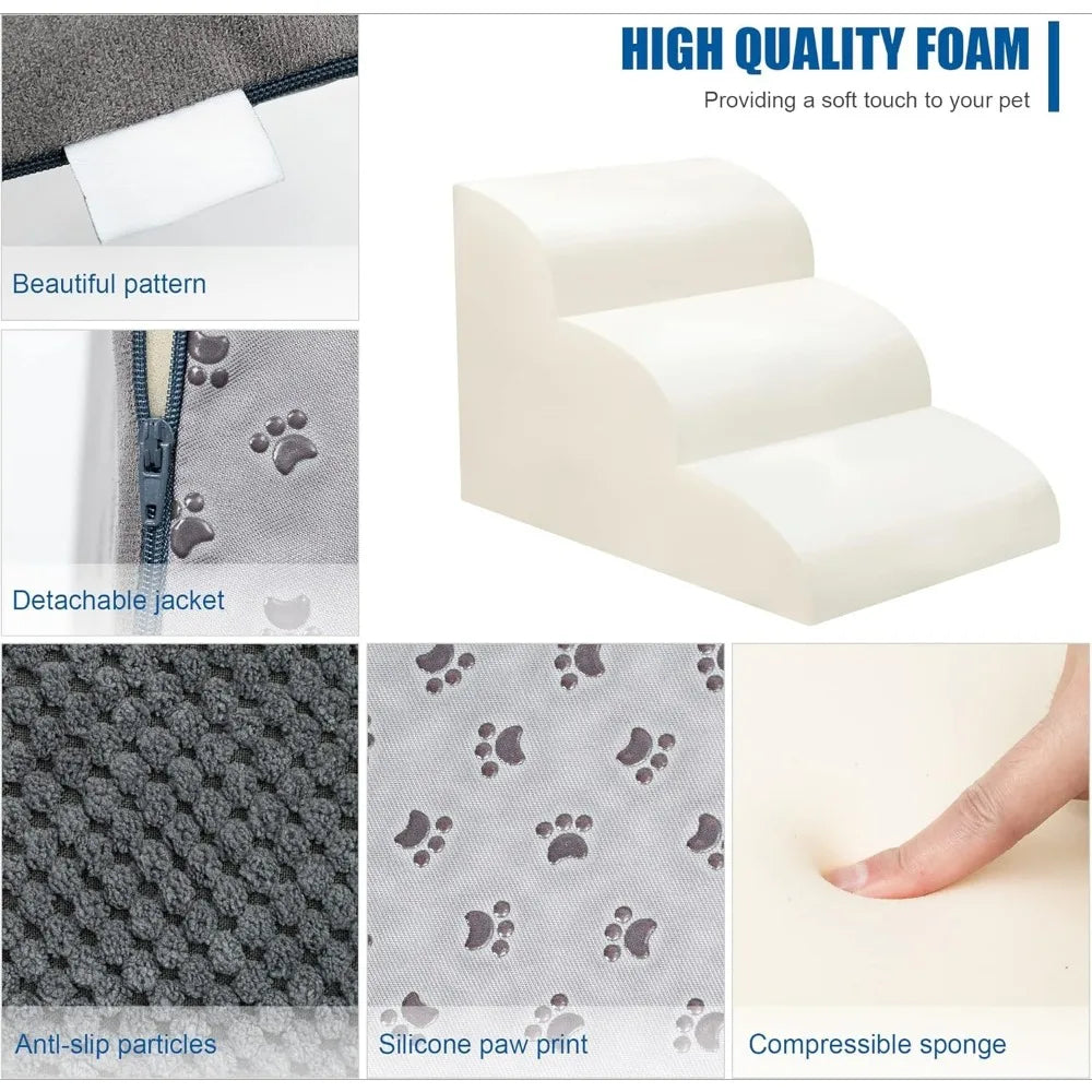 Pet Stairs 3 Steps Climb Stairs for Small Dog Cat Puppy Ramp Ladder Anti-slip Removable staircase ladder Dogs Bed ramp Ladder