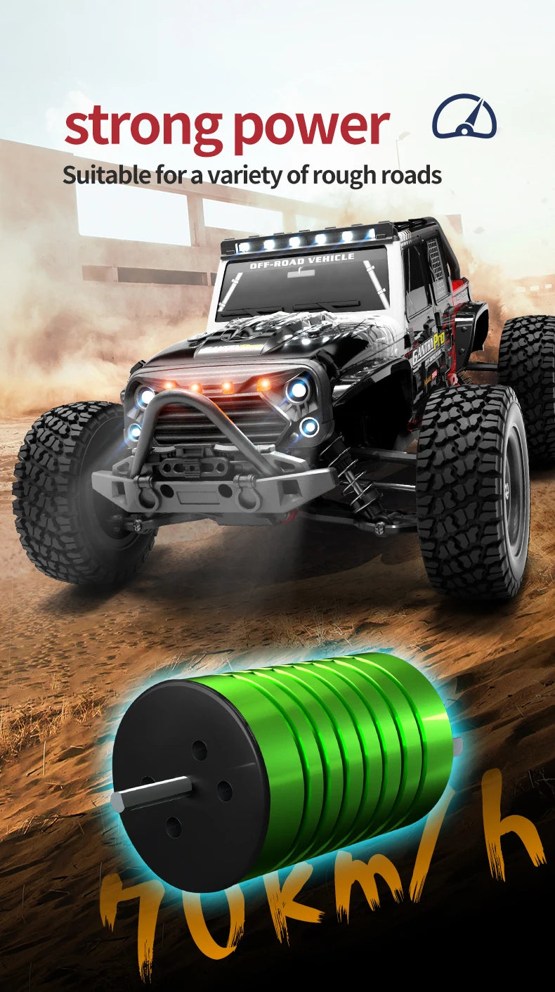 16103 PRO RC Offroad 4x4 70KM/H High-Speed RC Car 2.4GHz Brushless Motor, 1:16 4WD Off-road Climbing Vehicle Wtith LED Light