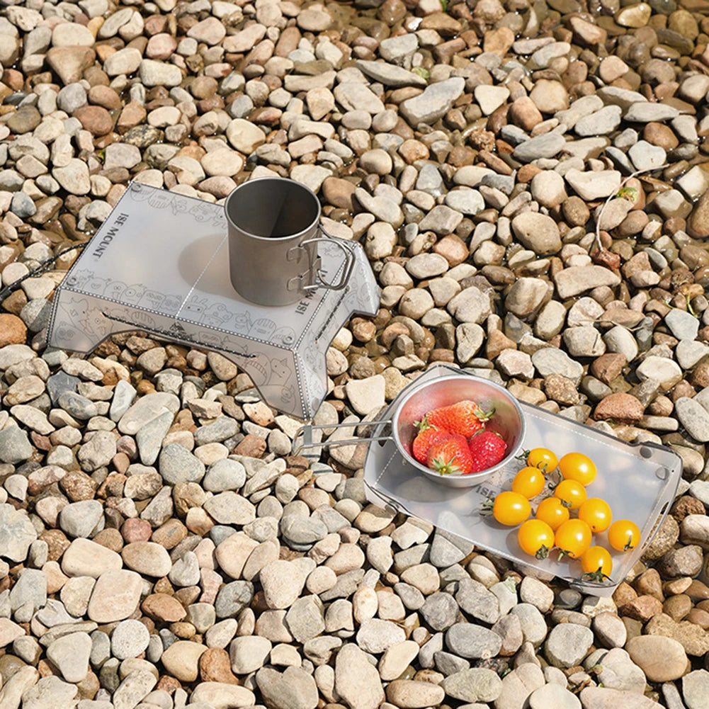 Small Backpacking Table Ultralight Outdoor Fishing Furniture Portable Mini Dining Table Multifunctional for BBQ Picnic