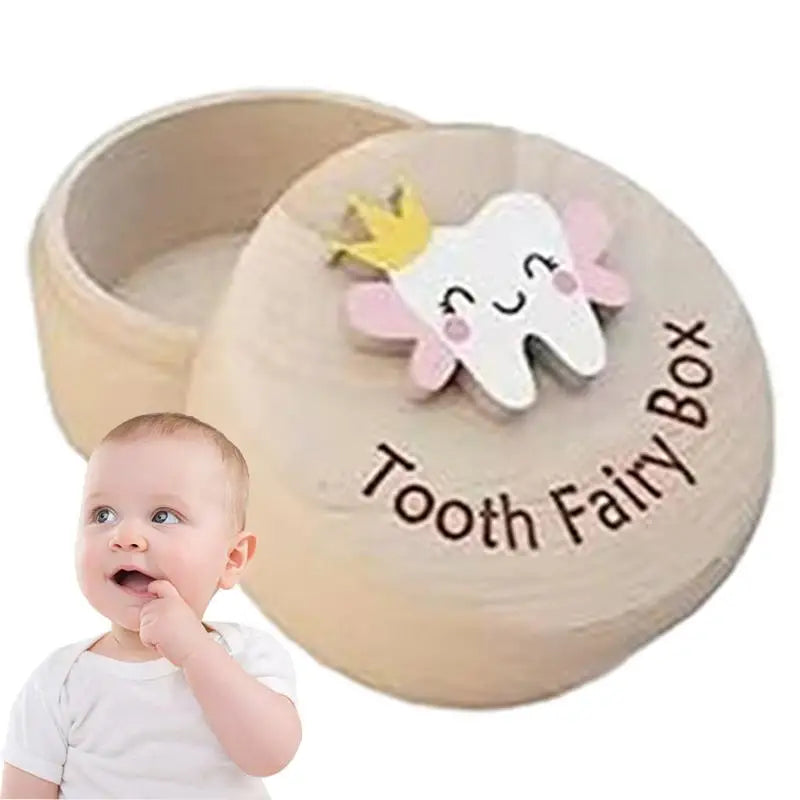 Baby Wooden Boxes Tooth Box Wooden Memory Box For Tooth Cute Carved Teeth Container Fairy Gifts Keepsake Gift For Baby