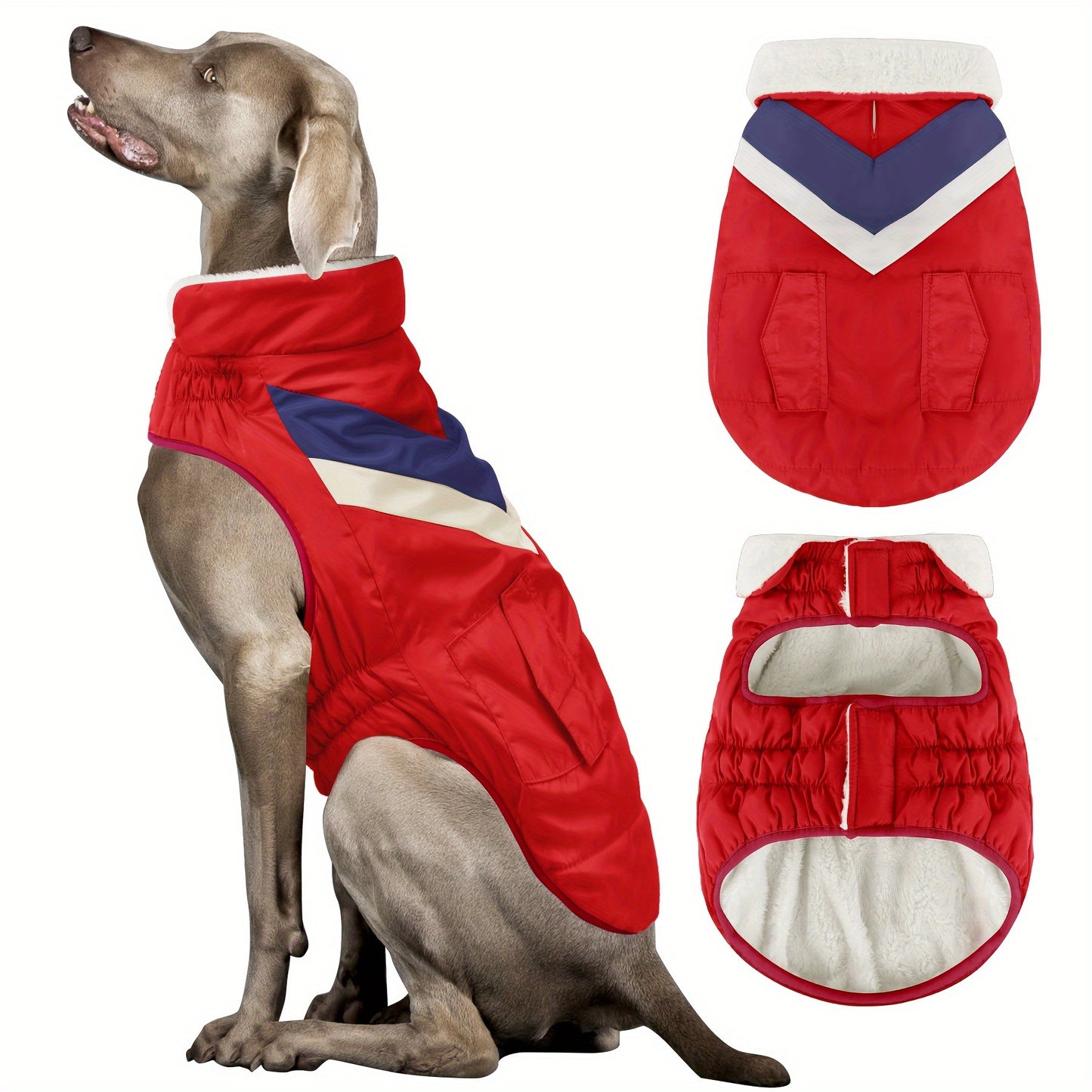 All-Season Warm Fleece Dog Vest with Harness - Windproof Turtleneck Coat for Small to Large Breeds, Green with Yellow Accents, Hook-and-loop Fastener Closure & Pockets for Comfortable Outdoor Adventures, Dog Jacket